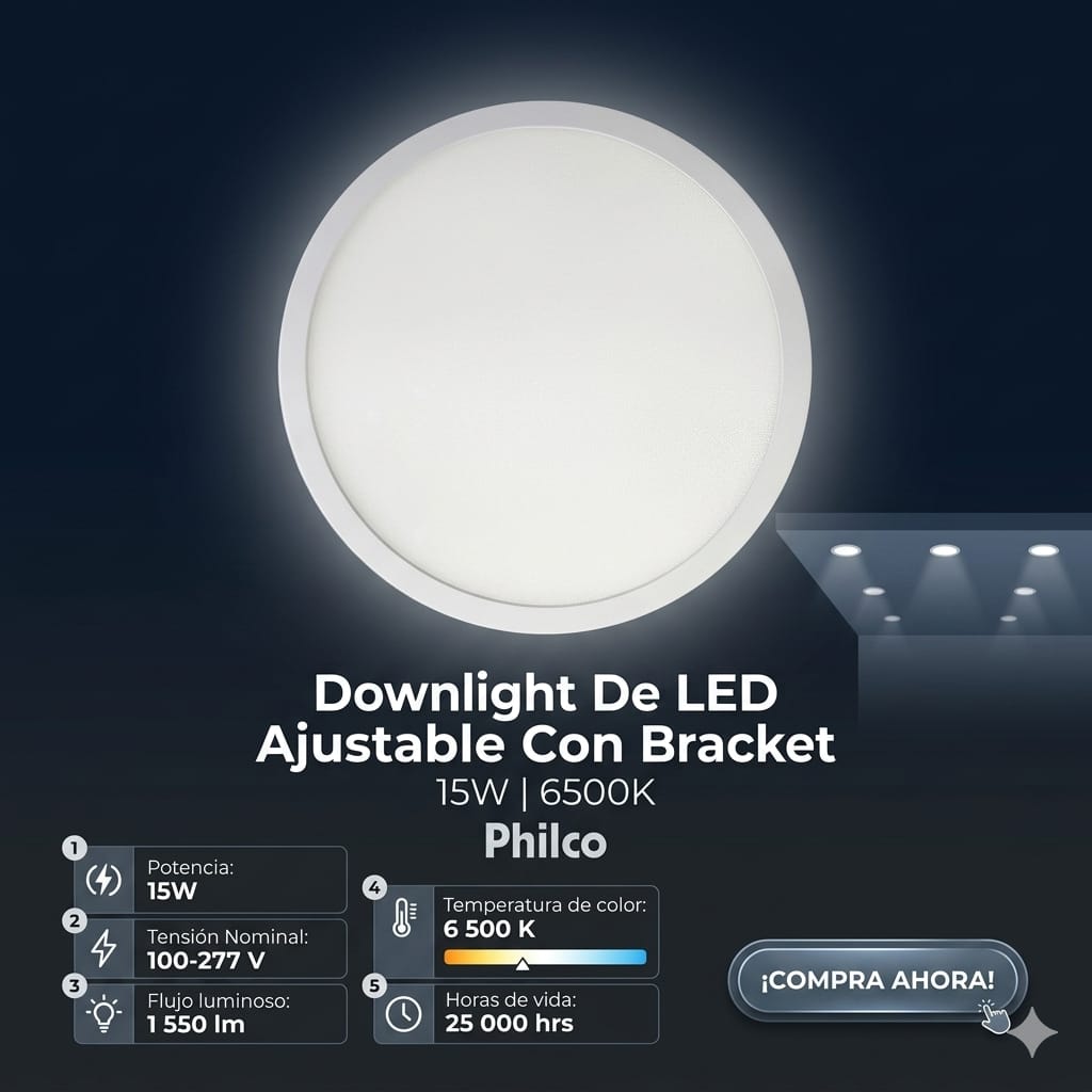 Downlight De LED Ajustable Con Bracket 15W 6500K Philco
