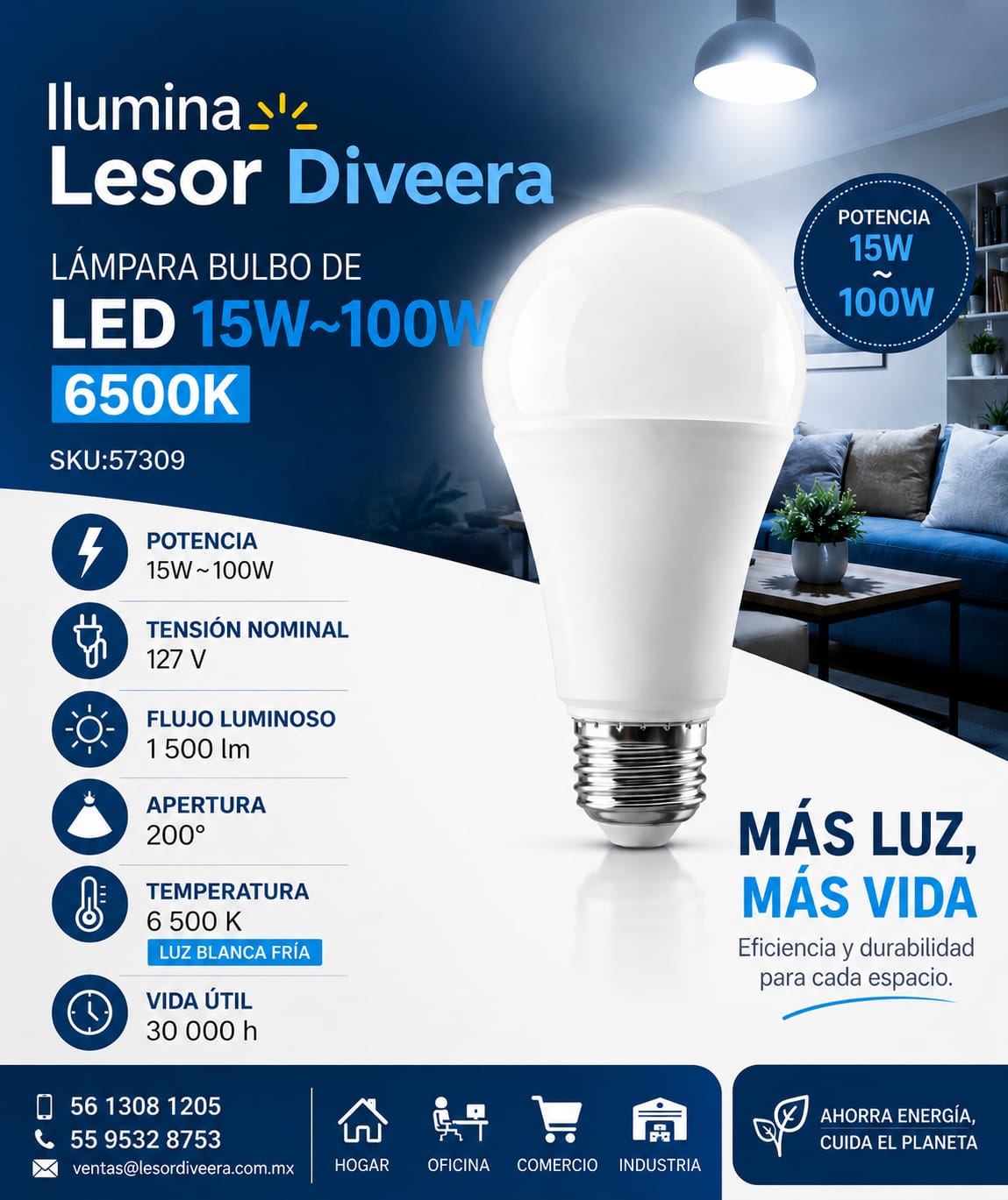 Lámpara Bulbo De LED 15W 6500K Philco