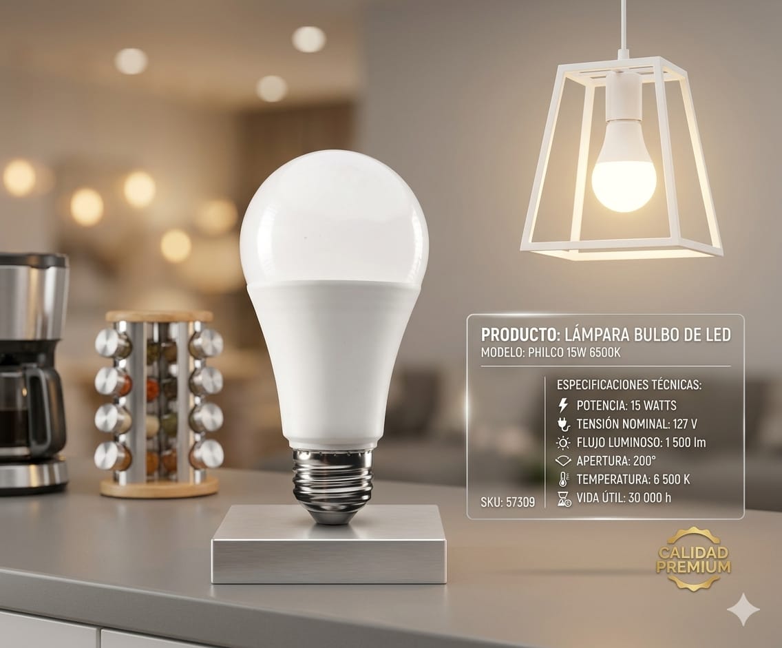Lámpara Bulbo De LED 15W 6500K Philco
