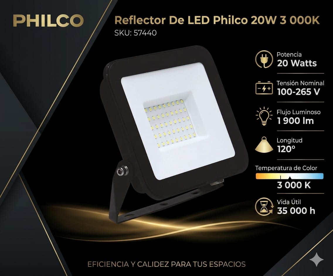 Reflector De LED Philco 20W 3 000K